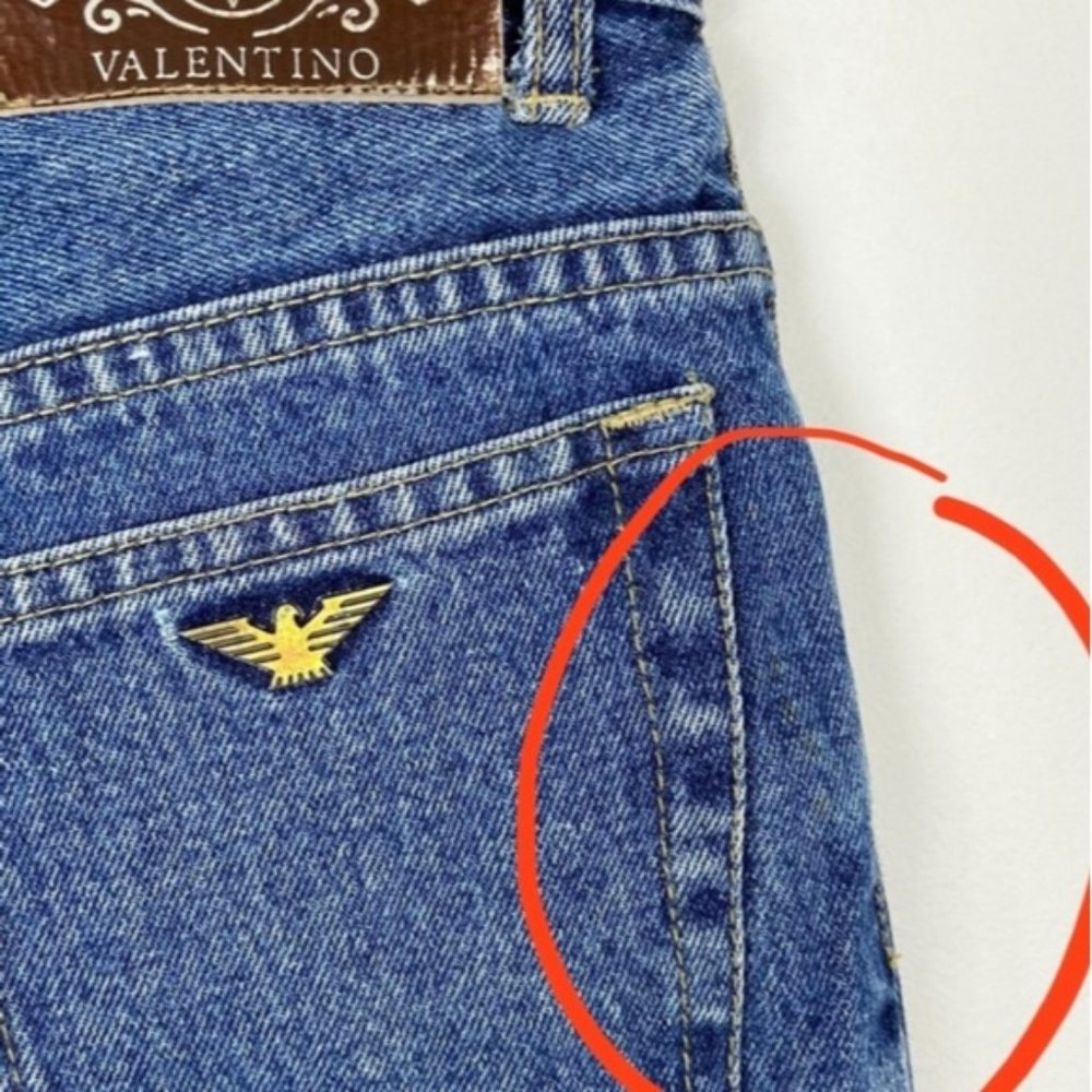 Valentino Women Straight Leg Jeans in Blue with Gold Accent - Picture 6 of 6